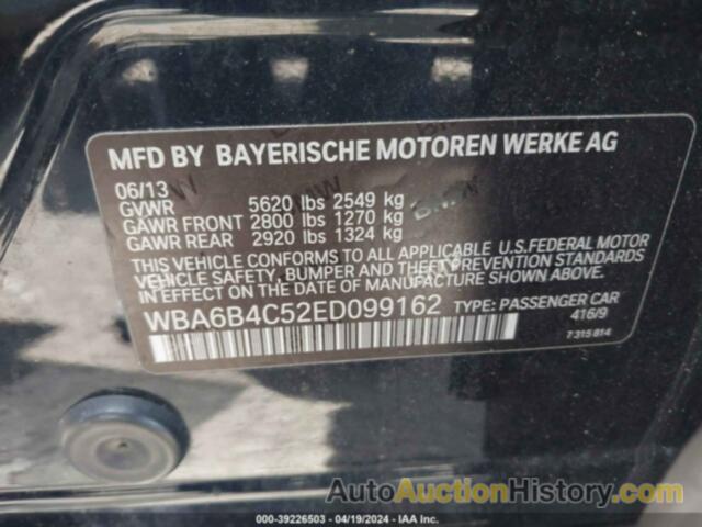 BMW 650I GRAN COUPE XDRIVE, WBA6B4C52ED099162