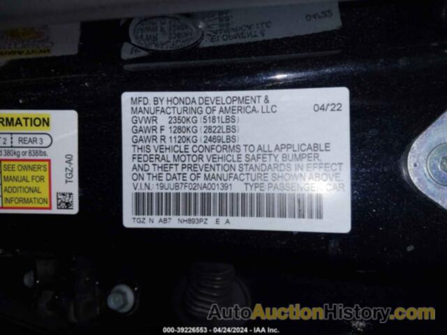 ACURA TLX TYPE S, 19UUB7F02NA001391