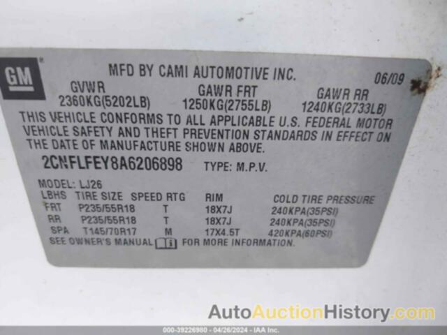 CHEVROLET EQUINOX LTZ, 2CNFLFEY8A6206898