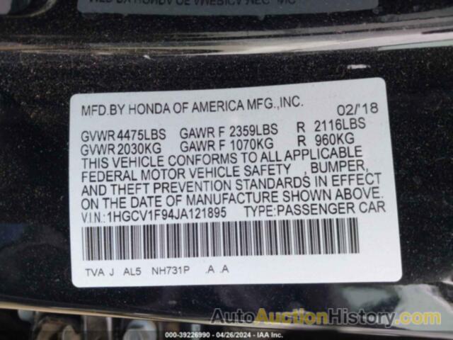 HONDA ACCORD TOURING, 1HGCV1F94JA121895