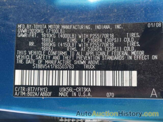 TOYOTA TUNDRA BASE 5.7L V8, 5TBBV54178S503763