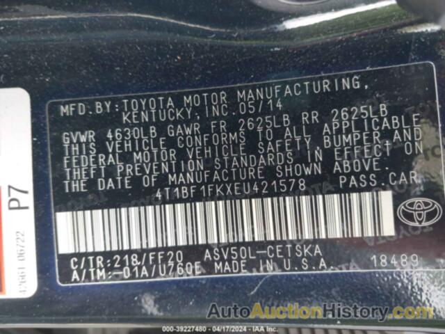 TOYOTA CAMRY SE, 4T1BF1FKXEU421578