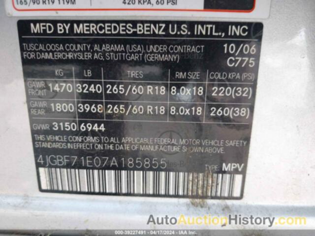 MERCEDES-BENZ GL 450 4MATIC, 4JGBF71E07A185855