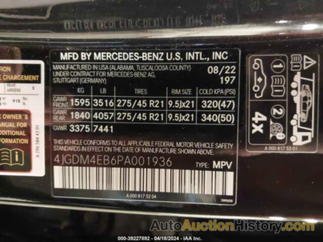 MERCEDES-BENZ EQS 580 SUV 4MATIC, 4JGDM4EB6PA001936