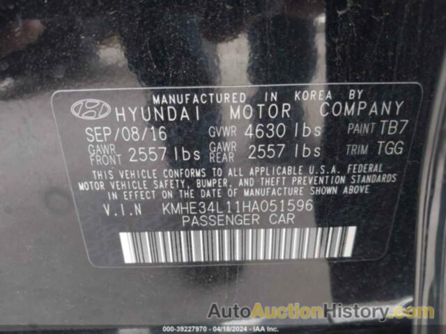 HYUNDAI SONATA HYBRID LIMITED, KMHE34L11HA051596