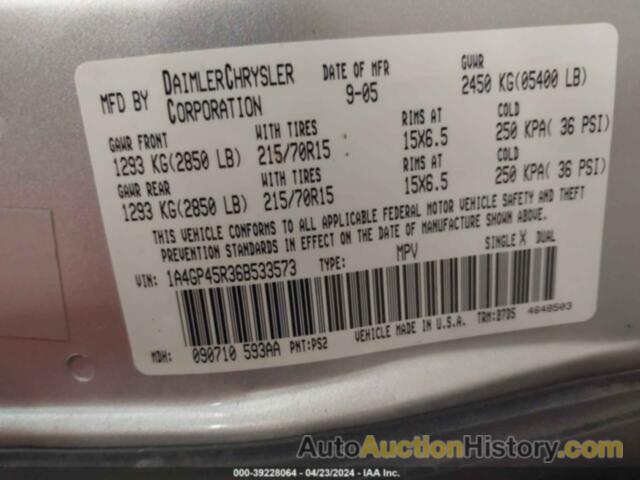 CHRYSLER TOWN & COUNTRY, 1A4GP45R36B533573