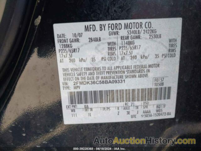 FORD EDGE SE, 2FMDK36C58BA09331