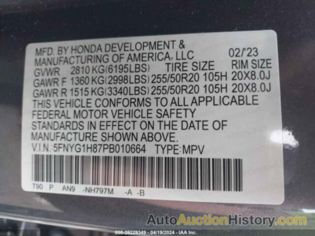 HONDA PILOT AWD ELITE, 5FNYG1H87PB010664