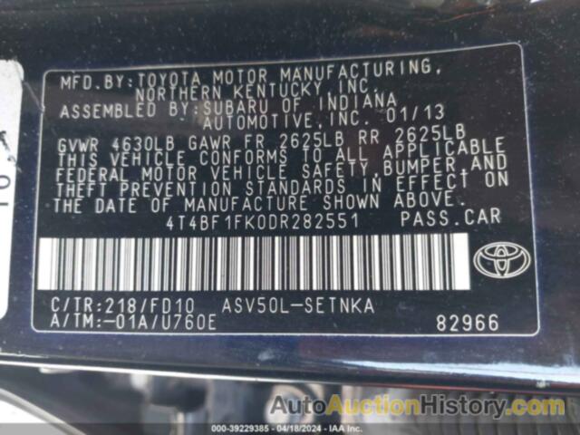 TOYOTA CAMRY LE, 4T4BF1FK0DR282551