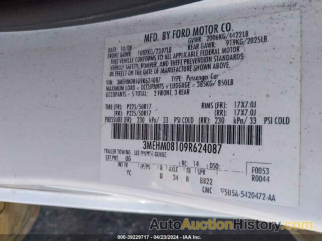 MERCURY MILAN PREMIER, 3MEHM08109R624087