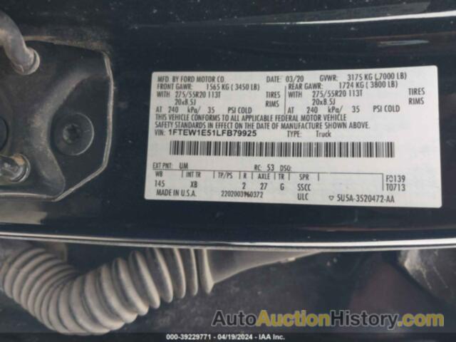 FORD F-150 XLT, 1FTEW1E51LFB79925