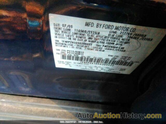 FORD FIVE HUNDRED SEL, 1FAFP24105G205522