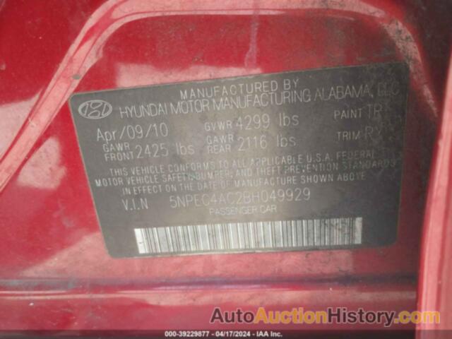 HYUNDAI SONATA SE, 5NPEC4AC2BH049929