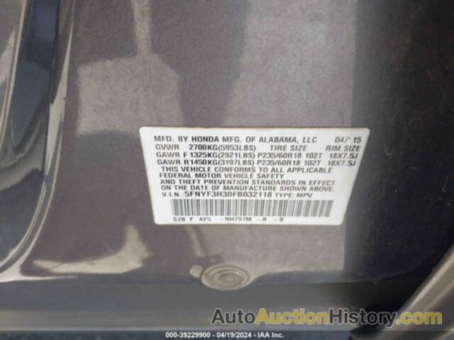 HONDA PILOT SE, 5FNYF3H30FB032118