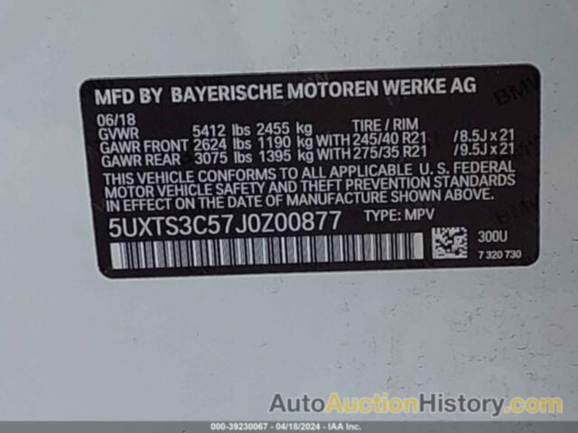 BMW X3 XDRIVE30I, 5UXTS3C57J0Z00877