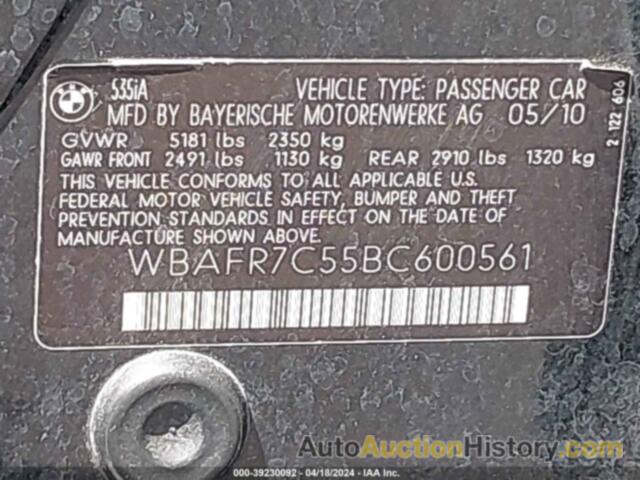 BMW 535I, WBAFR7C55BC600561