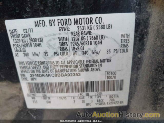 FORD EDGE LIMITED, 2FMDK4KC8BBA92353