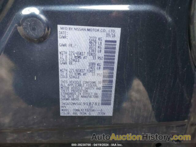 NISSAN ROGUE S, 5N1AT2MV5GC918781