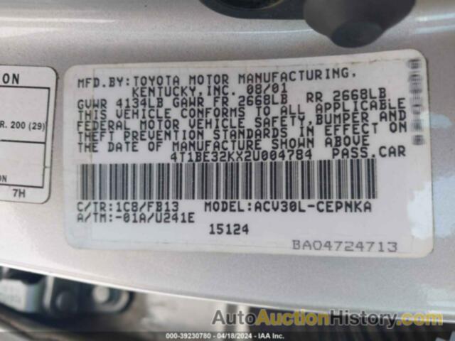 TOYOTA CAMRY LE, 4T1BE32KX2U004784