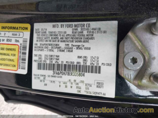 FORD FUSION SE, 3FA6P0H78ER335804