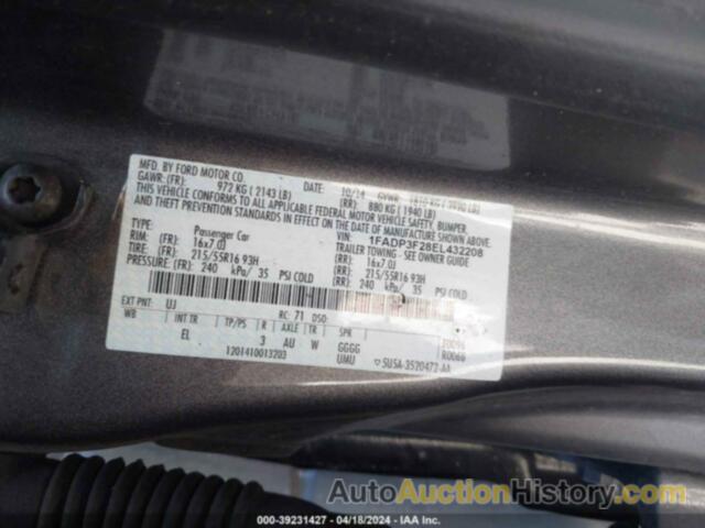 FORD FOCUS SE, 1FADP3F28EL432208