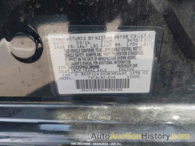 NISSAN VERSA NOTE S (SR)/S PLUS/SL/SR/SV, 3N1CE2CP8GL390980