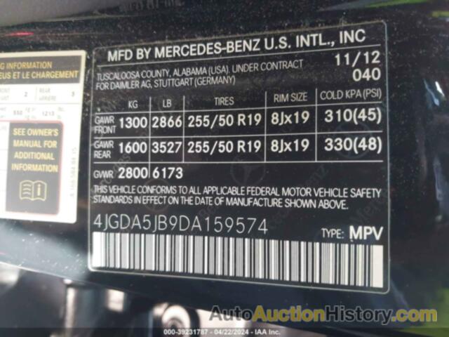 MERCEDES-BENZ ML 350, 4JGDA5JB9DA159574
