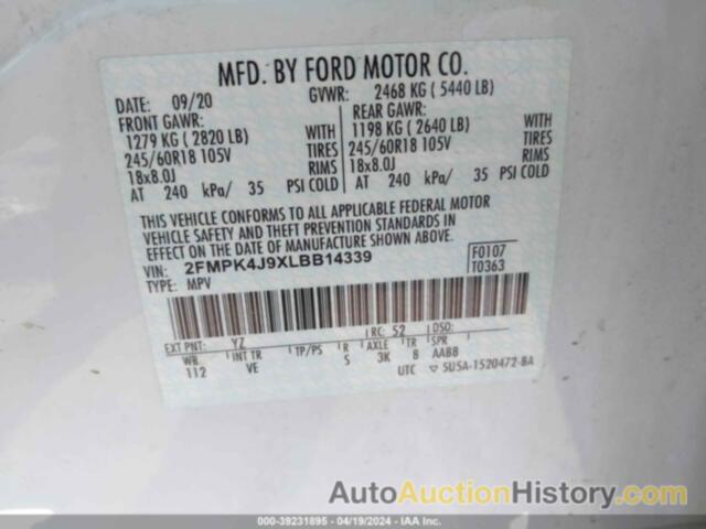 FORD EDGE SEL, 2FMPK4J9XLBB14339