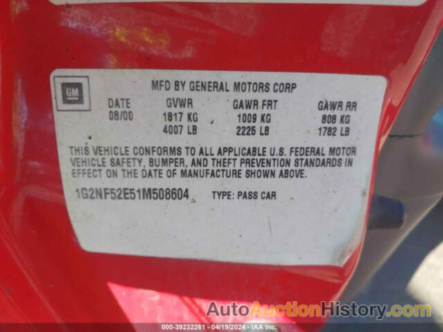 PONTIAC GRAND AM SE1, 1G2NF52E51M508604