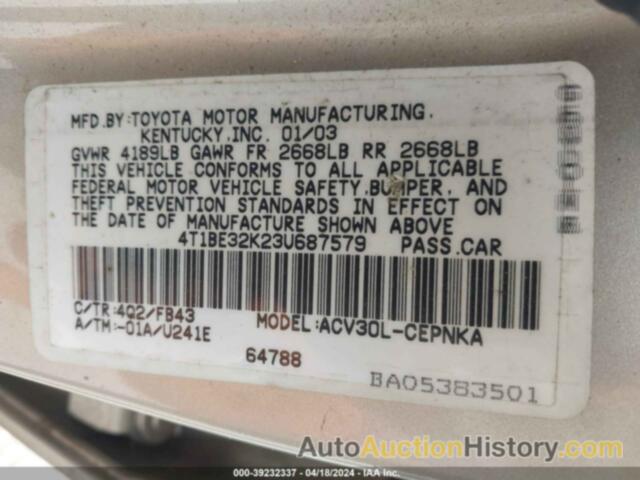 TOYOTA CAMRY LE, 4T1BE32K23U687579