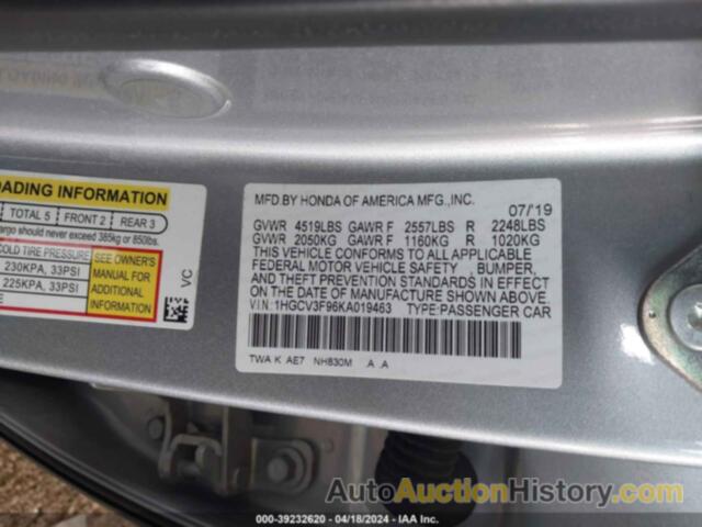 HONDA ACCORD HYBRID TOURING, 1HGCV3F96KA019463