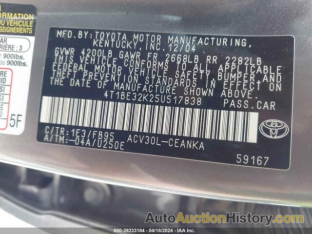 TOYOTA CAMRY LE, 4T1BE32K25U517838