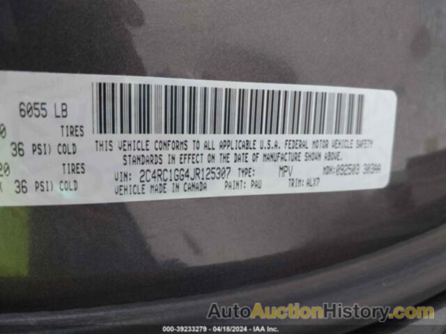 CHRYSLER PACIFICA LIMITED, 2C4RC1GG4JR125307