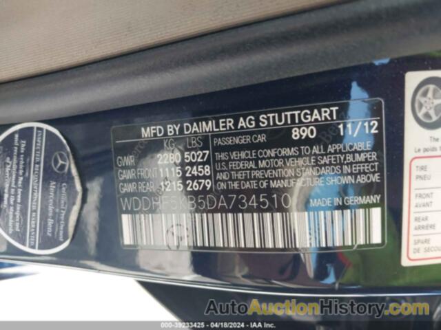 MERCEDES-BENZ E 350, WDDHF5KB5DA734510