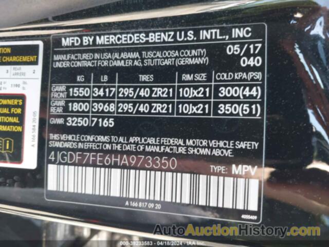 MERCEDES-BENZ AMG GLS 63 4MATIC, 4JGDF7FE6HA973350