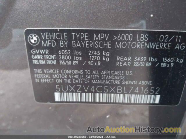BMW X5 XDRIVE35I, 5UXZV4C5XBL741652