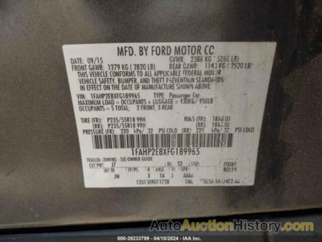 FORD TAURUS SEL, 1FAHP2E8XFG189965