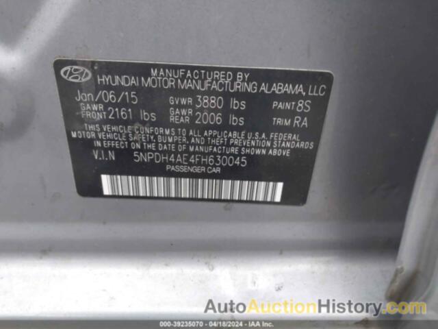 HYUNDAI ELANTRA LIMITED, 5NPDH4AE4FH630045