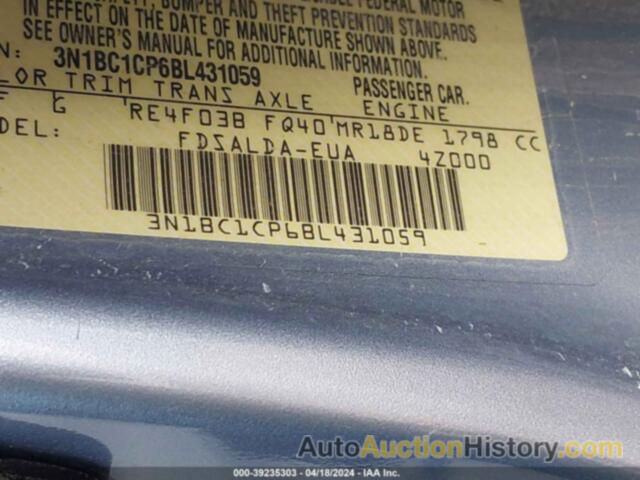 NISSAN VERSA 1.8S, 3N1BC1CP6BL431059