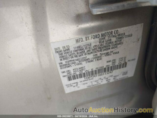 FORD FIVE HUNDRED SEL, 1FAFP24116G115247