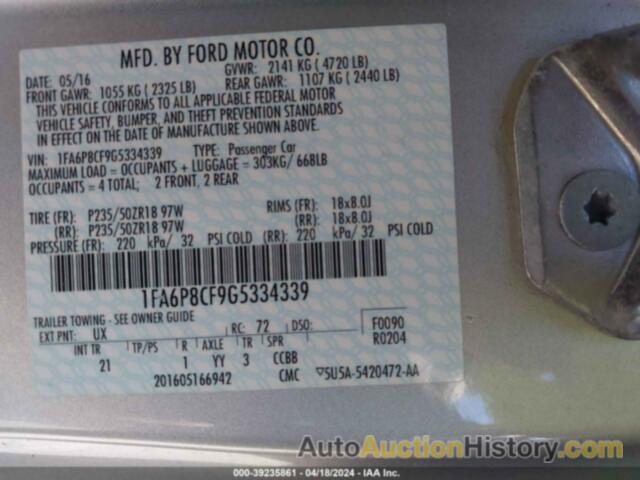 FORD MUSTANG GT, 1FA6P8CF9G5334339