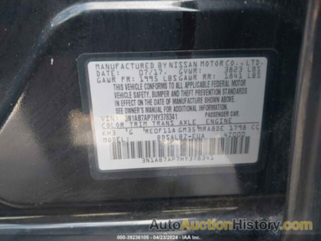 NISSAN SENTRA S, 3N1AB7AP7HY378341