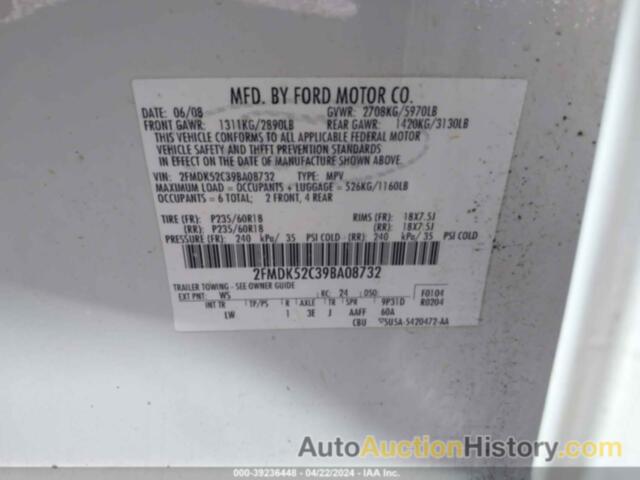 FORD FLEX SEL, 2FMDK52C39BA08732