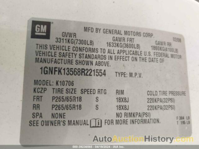 CHEVROLET TAHOE HYBRID, 1GNFK13568R221554