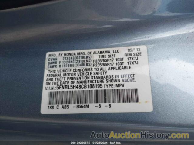 HONDA ODYSSEY EX, 5FNRL5H48CB108195