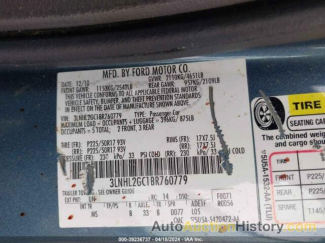 LINCOLN MKZ, 3LNHL2GC1BR760779