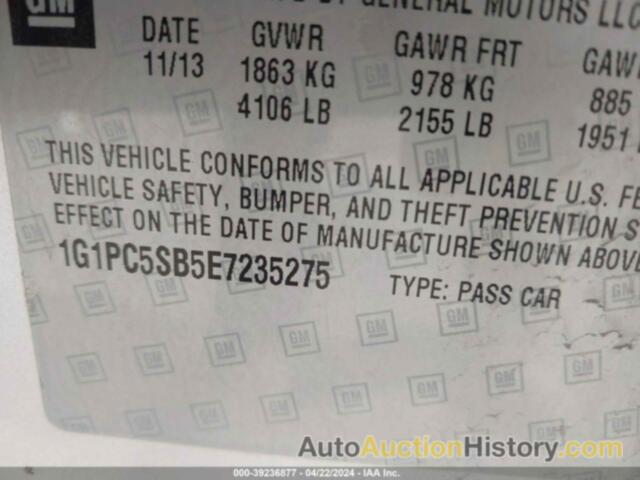 CHEVROLET CRUZE 1LT AUTO, 1G1PC5SB5E7235275