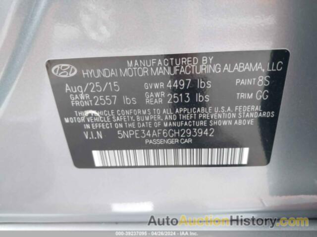 HYUNDAI SONATA SPORT/LIMITED, 5NPE34AF6GH293942