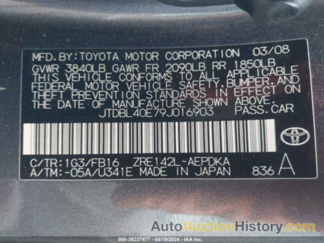 TOYOTA COROLLA LE, JTDBL40E79J016903