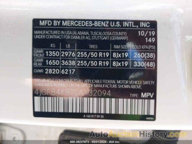 MERCEDES-BENZ GLE 350 4MATIC, 4JGFB4KB7LA132094